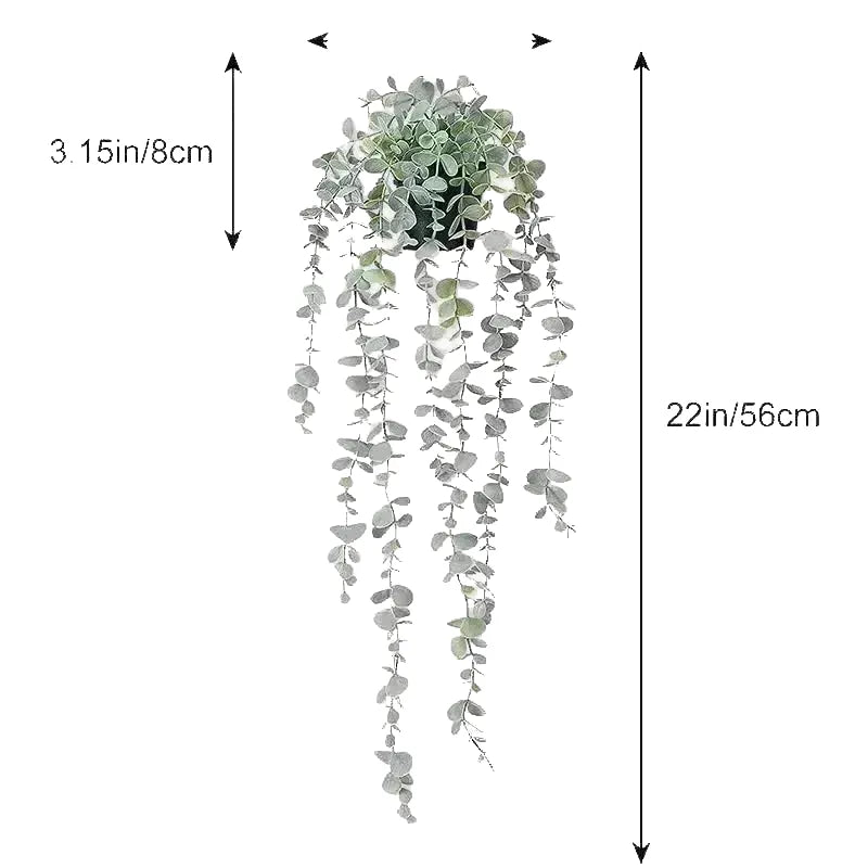 artificial eucalyptus vine hanging plant silk greenery for home indoor wall decor, shelf decoration, potted mandala style, ideal for anniversary, exhibition display