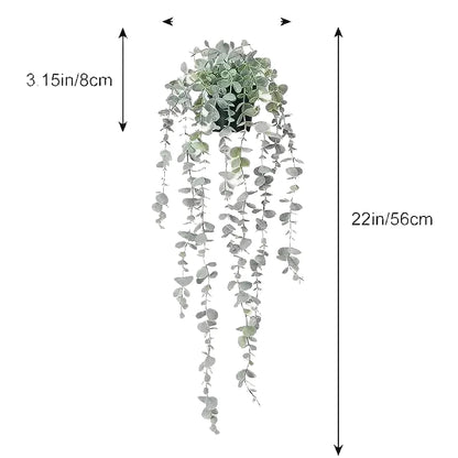 Artificial Eucalyptus Vine Hanging Plant Silk Greenery for Home Indoor Wall Decor, Shelf Decoration, Potted Mandala Style, Ideal for Anniversary, Exhibition Display