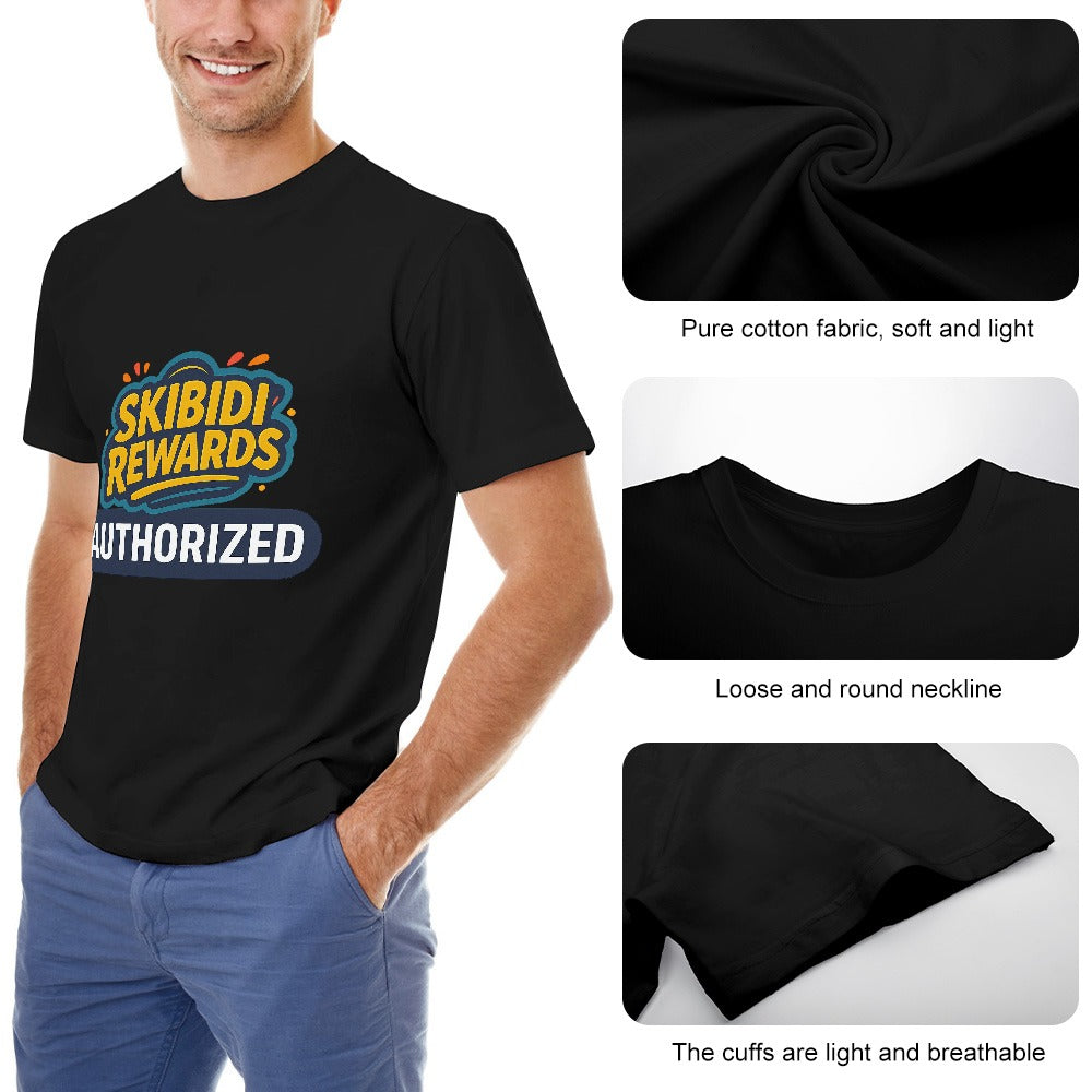 men's t-shirt 100% cotton skibidi rewards authorized graphic tee for casual wear, comfortable fit, vibrant design, ideal for everyday activities and fitness enthusiasts