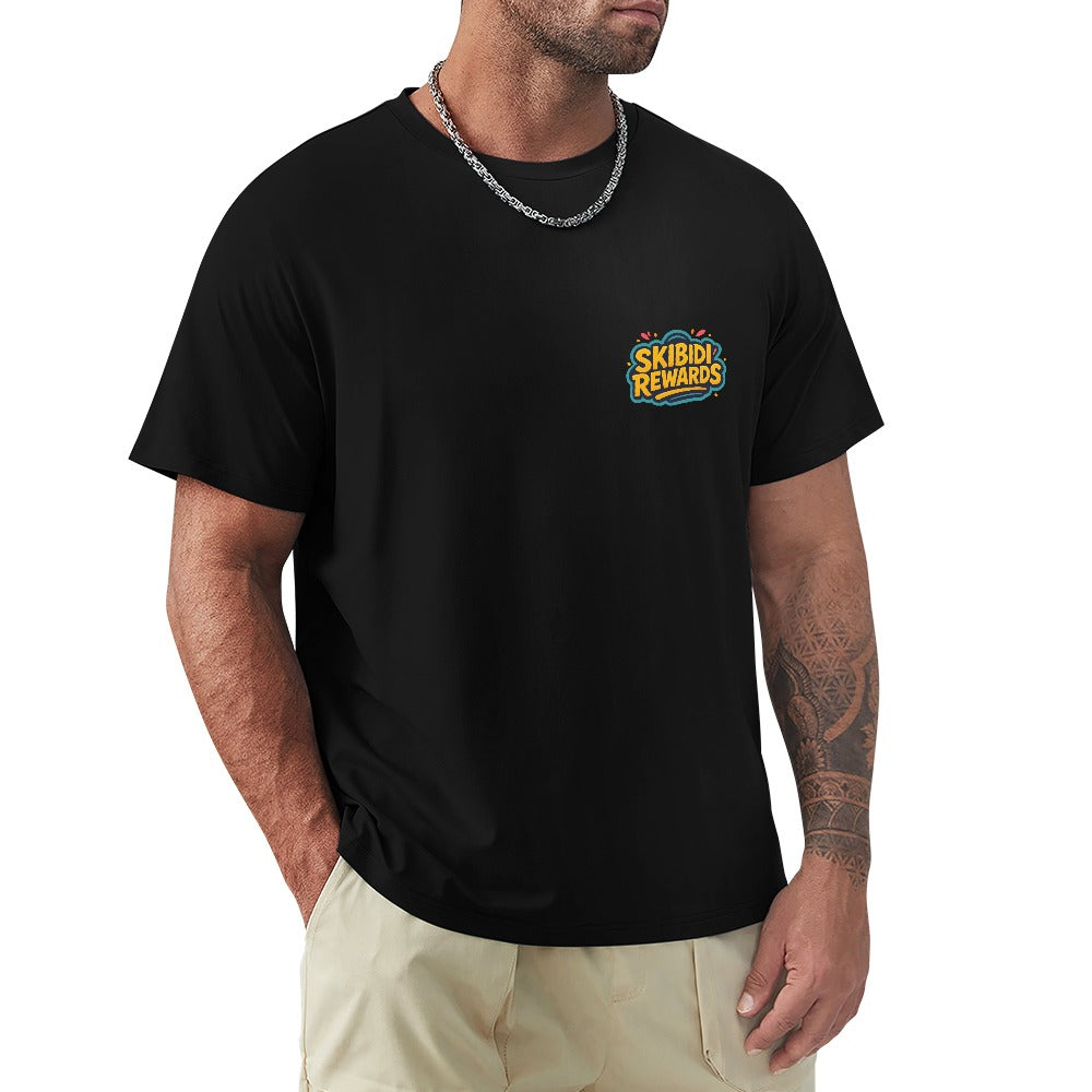 men's t-shirt 100% cotton skibidi rewards casual tee, soft breathable fabric, vibrant graphic print, ideal for fitness, leisure, travel, and everyday wear, stylish comfort for men