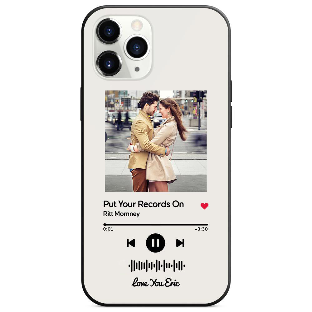 custom scannable music code glass iphone cases with picture for iphone series, slim lightweight design, anti-drop protection, easy clean, wireless charging compatible