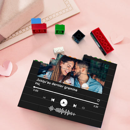 Personalized Music Code Colorful Building Brick Photo Block for Kids and Adults, Fun Memory Display Gift for Birthdays, Weddings, and Anniversaries