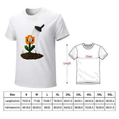 Men's T-Shirt 100% Cotton Flower Pixelated Graphic Tee, Casual Wear for Trendsetters, Soft and Comfortable, Ideal for Everyday Outings, Gym, and Relaxing, Unique Design