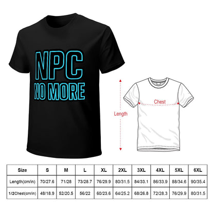 Men's T-Shirt 100% Cotton NPC No More Graphic Tee, Comfortable Casual Wear, Breathable Material, Ideal for Fitness, Leisure, Home or Travel, Unique Style for Men, Easy Care