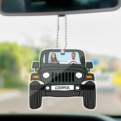 Personalized Off Road Car Photos Hanging Ornament - Acrylic Decor with Copper Chain, Lightweight and Stylish Interior Decoration