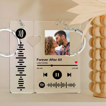Custom Spotify Keychain With Picture Scannable Music Code For Couples Lover Boyfriend Gift