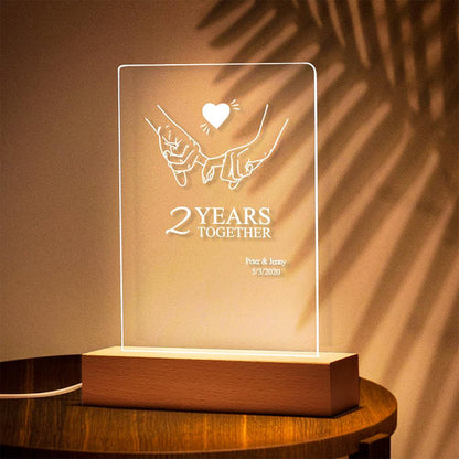 Custom Name Night Light Anniversary Table Lamp for Couples Gift - Personalised Acrylic Romantic Home Decor with USB Switch