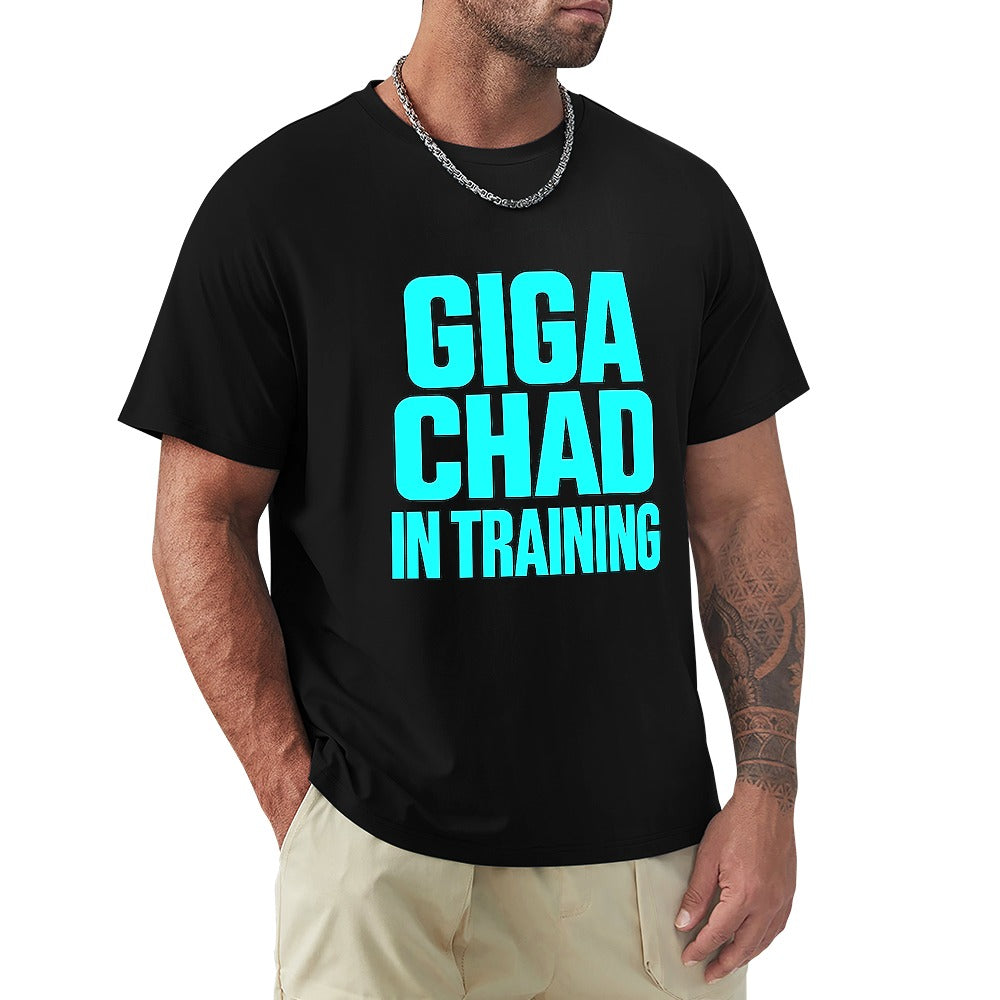 men's t-shirt 100% cotton giga chad in training graphic tee for fitness enthusiasts, casual wear, bold design, comfortable style, perfect for gym and daily outings