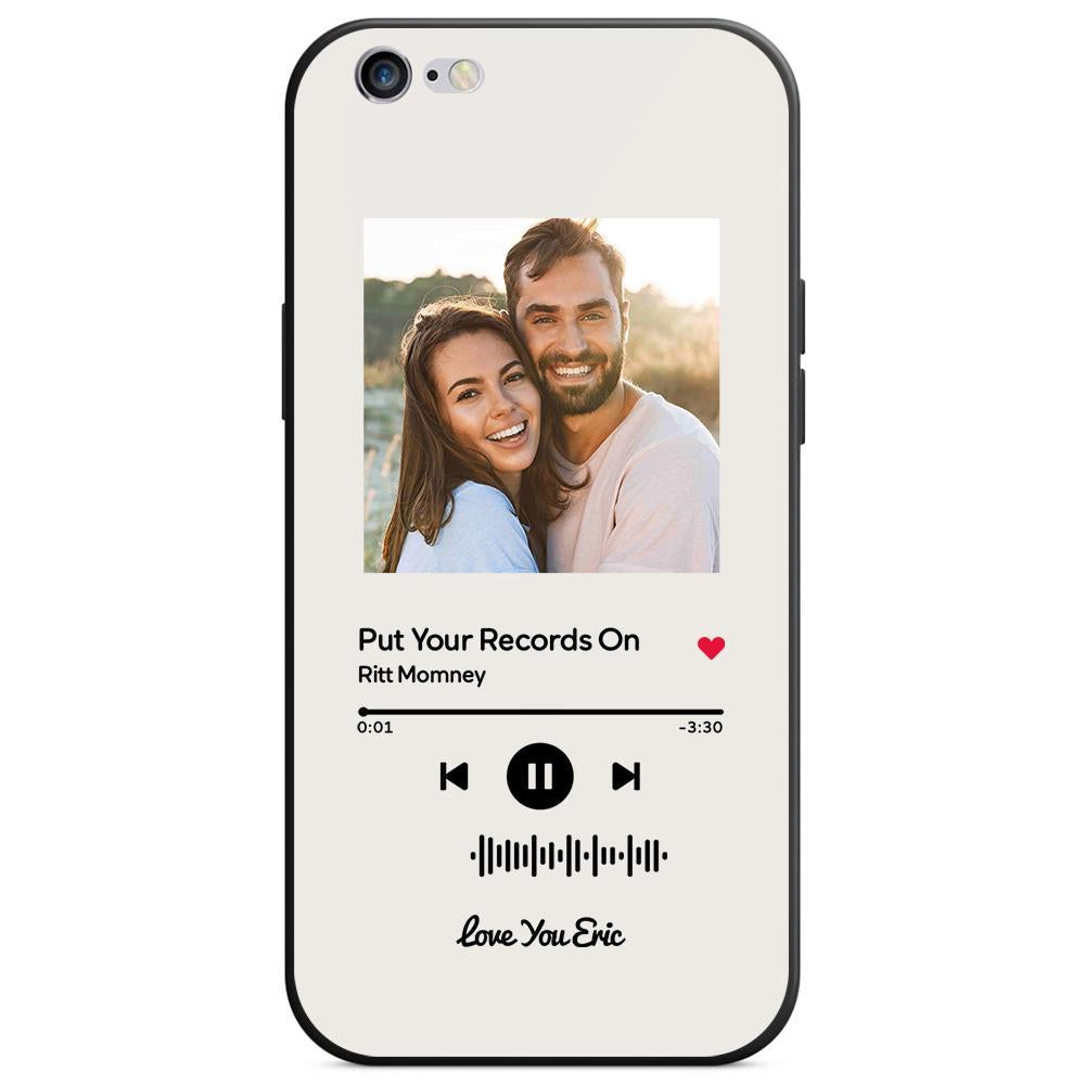 custom scannable music code glass iphone cases with picture for iphone series, slim lightweight design, anti-drop protection, easy clean, wireless charging compatible