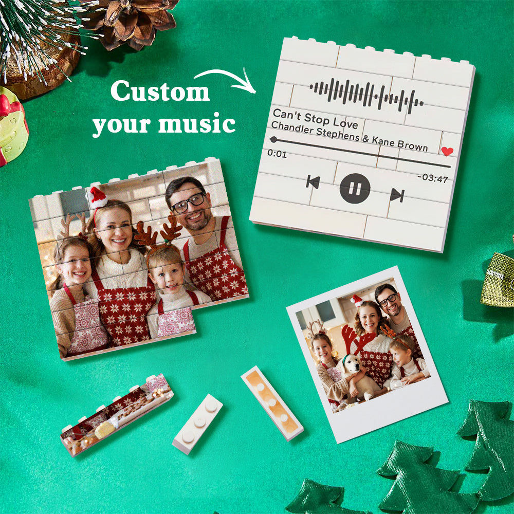 personalized building brick puzzle photo block christmas ornament - unique square design, durable and waterproof, ideal for holiday decorations