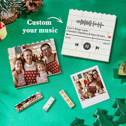 Personalized Building Brick Puzzle Photo Block Christmas Ornament - Unique Square Design, Durable and Waterproof, Ideal for Holiday Decorations