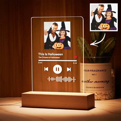 Custom Scannable Code Acrylic Music Song Plaque Night Light for Bedroom, Living Room, Romantic Gift with USB Base and LED Lighting