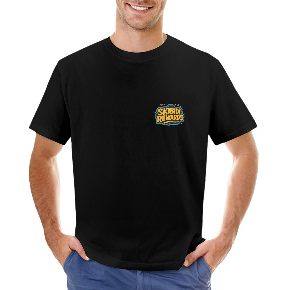 men's t-shirt 100% cotton skibidi rewards casual tee, soft breathable fabric, vibrant graphic print, ideal for fitness, leisure, travel, and everyday wear, stylish comfort for men