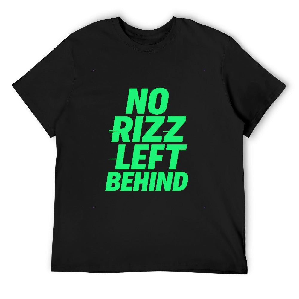 men's t-shirt 100% cotton no rizz left behind graphic tee for casual wear, fitness, and everyday comfort, soft and breathable cotton fabric, stylish and durable design