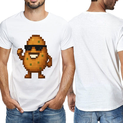 2025 New 150g Men's Short Sleeve T-shirt for Fitness, Casual Wear, and Travel - Comfortable Cotton Fabric with Unique Double-Sided Print, Perfect for All Events