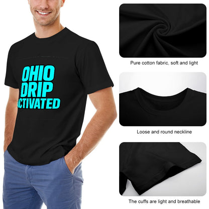 Men's T-Shirt 100% Cotton OHIO DRIP Activated Graphic Tee, Soft Breathable Fabric, Stylish Design for Casual Wear, Fitness, and Everyday Comfort, Perfect for Trendsetters and Fashion Lovers