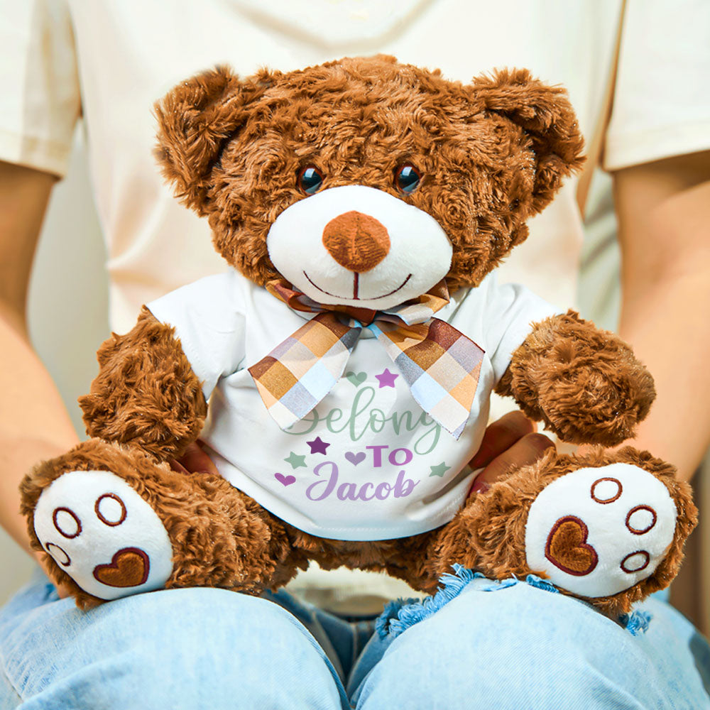personalized bear plush stuffed toy gift for baby shower - soft cuddly teddy for newborns, ideal keepsake for baby showers and nursery decor