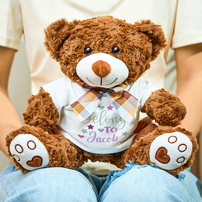 Personalized Bear Plush Stuffed Toy Gift for Baby Shower - Soft Cuddly Teddy for Newborns, Ideal Keepsake for Baby Showers and Nursery Decor