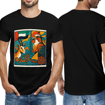 Men's 100% Cotton Short Sleeve T-Shirt with Stylish Double-Sided Print for Fitness and Casual Wear, Unisex Fit, Comfortable and Breathable, Great Gift for Active Men
