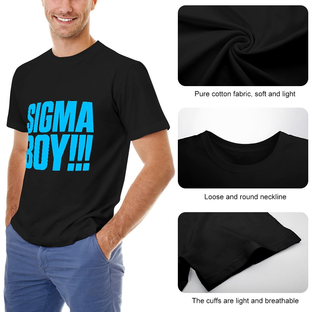 men's t-shirt 100% cotton sigma boy graphic tee for casual wear, comfortable and stylish, perfect for fitness, leisure, and everyday use, available in various sizes