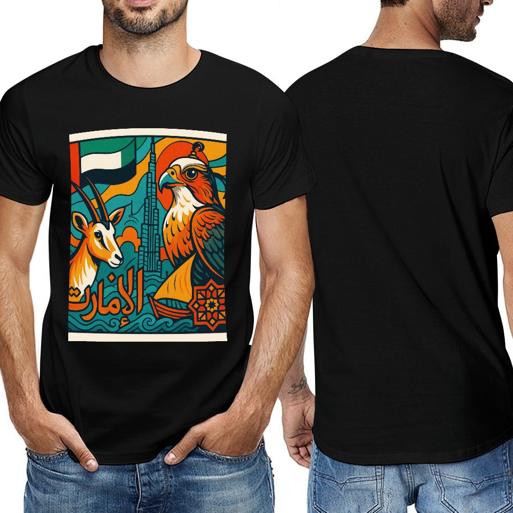 men's short sleeve t-shirt 100% cotton casual graphic tee double-sided print comfortable fit for fitness travel events gift for him stylish design
