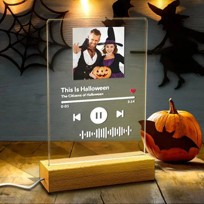 Custom Scannable Code Acrylic Music Song Plaque Night Light for Bedroom, Living Room, Romantic Gift with USB Base and LED Lighting