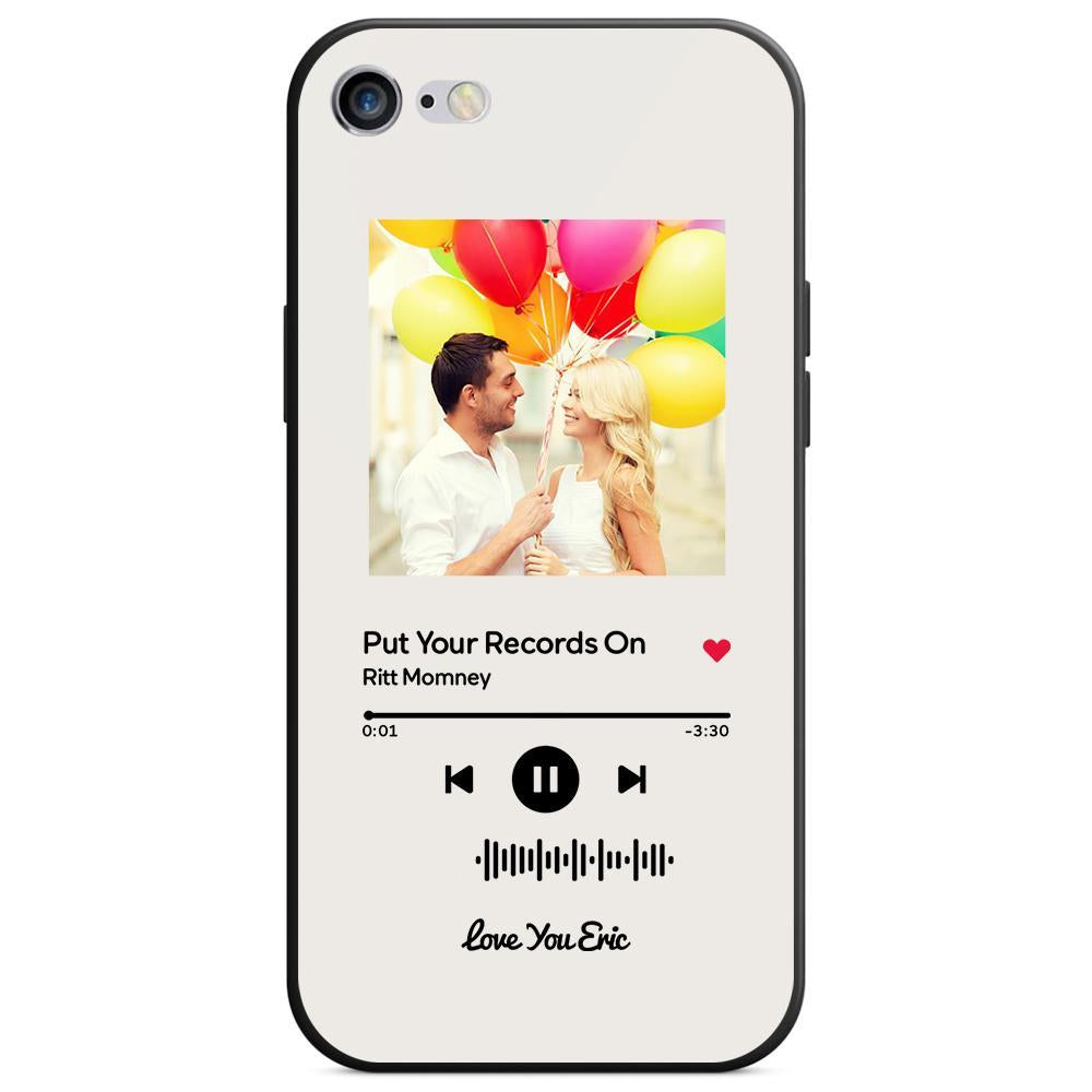 custom scannable music code glass iphone cases with picture for iphone series, slim lightweight design, anti-drop protection, easy clean, wireless charging compatible