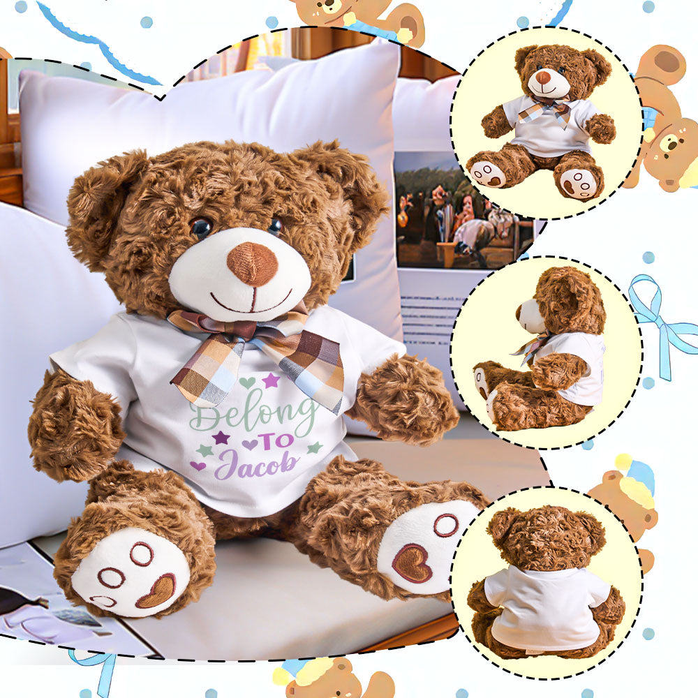 personalized bear plush stuffed toy gift for baby shower - soft cuddly teddy for newborns, ideal keepsake for baby showers and nursery decor