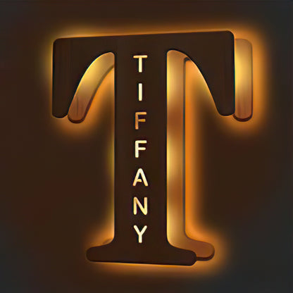Personalized Name Wooden Letter Night Light 28CM for Kids Home Decor with USB and Adhesive Backing, Warm LED Glow, Unique Wall Art A-Z Letters