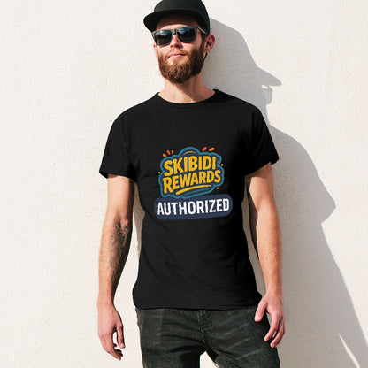 Men's T-Shirt 100% Cotton SKIBIDI REWARDS Authorized Graphic Tee for Casual Wear, Comfortable Fit, Vibrant Design, Ideal for Everyday Activities and Fitness Enthusiasts