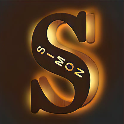 Personalized Name Wooden Letter Night Light 28CM for Kids Home Decor with USB and Adhesive Backing, Warm LED Glow, Unique Wall Art A-Z Letters