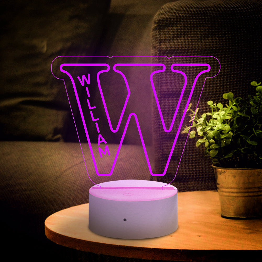 a-z 26 letters led lamp custom name night light for kids, colour changing acrylic night light, personalised bedroom decor, gift for him or her