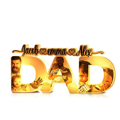 Personalized Father's Day Night Lamp Custom Acrylic Family Photo Dad Night Light with Name Gift for Men and Husbands