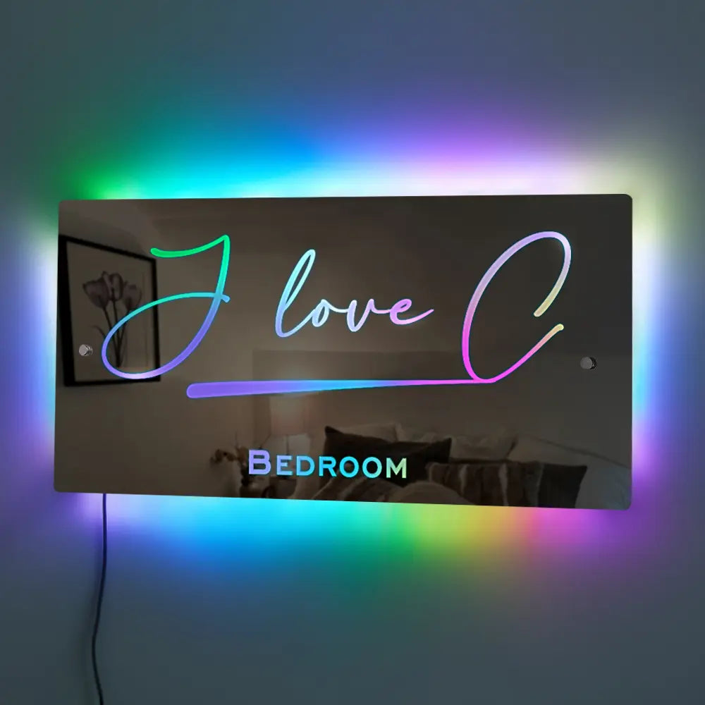 hot sale personalised name mirror - light up mirror for kids bedroom, led acrylic safety mirror with remote control and chrome wall mounting