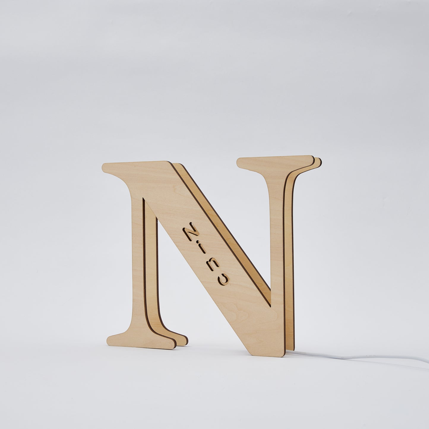 personalised wooden letter lamp custom name alphabet night lights 19cm for kids room decor, usb powered, warm led wall light, unique a-z design