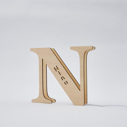 Personalised Wooden Letter Lamp Custom Name Alphabet Night Lights 19CM For Kids Room Decor, USB Powered, Warm LED Wall Light, Unique A-Z Design