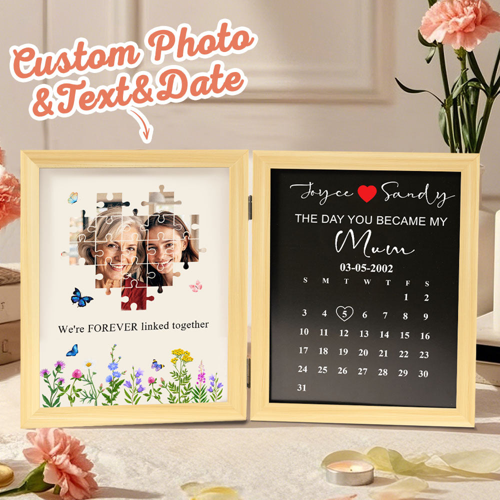 personalized the day you became my mother puzzle photo frame mother's day gift for mum, custom keepsake for celebrating special moments