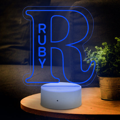 A-Z 26 Letters Led Lamp Custom Name Night Light for Kids, Colour Changing Acrylic Night Light, Personalised Bedroom Decor, Gift for Him or Her