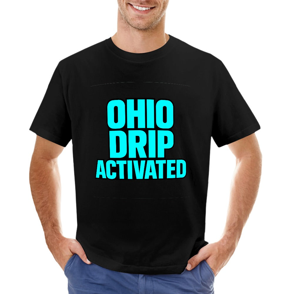 men's t-shirt 100% cotton ohio drip activated graphic tee, soft breathable fabric, stylish design for casual wear, fitness, and everyday comfort, perfect for trendsetters and fashion lovers