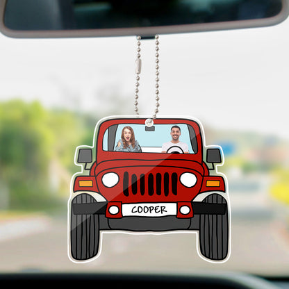 Personalized Off Road Car Photos Hanging Ornament - Acrylic Decor with Copper Chain, Lightweight and Stylish Interior Decoration