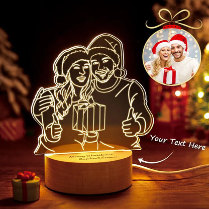 Custom Acrylic 3D Photo Lamp LED Night Lights With Wood Base, Unique Desktop Decoration, Warm Light for Home, Ideal Gift for Friends and Family