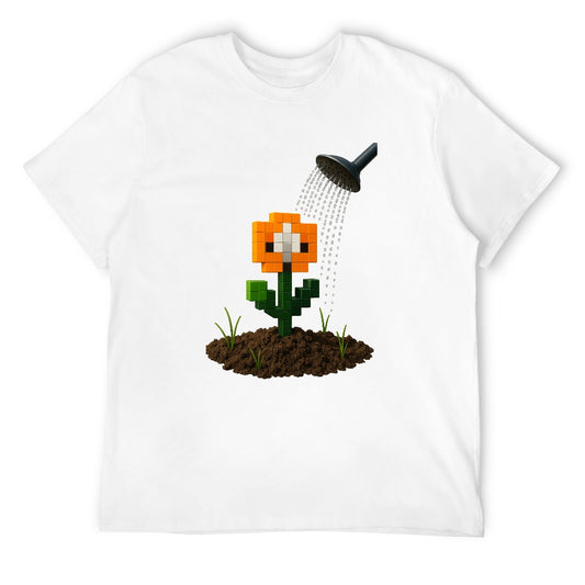Men's T-Shirt 100% Cotton Flower Pixelated Graphic Tee, Casual Wear for Trendsetters, Soft and Comfortable, Ideal for Everyday Outings, Gym, and Relaxing, Unique Design