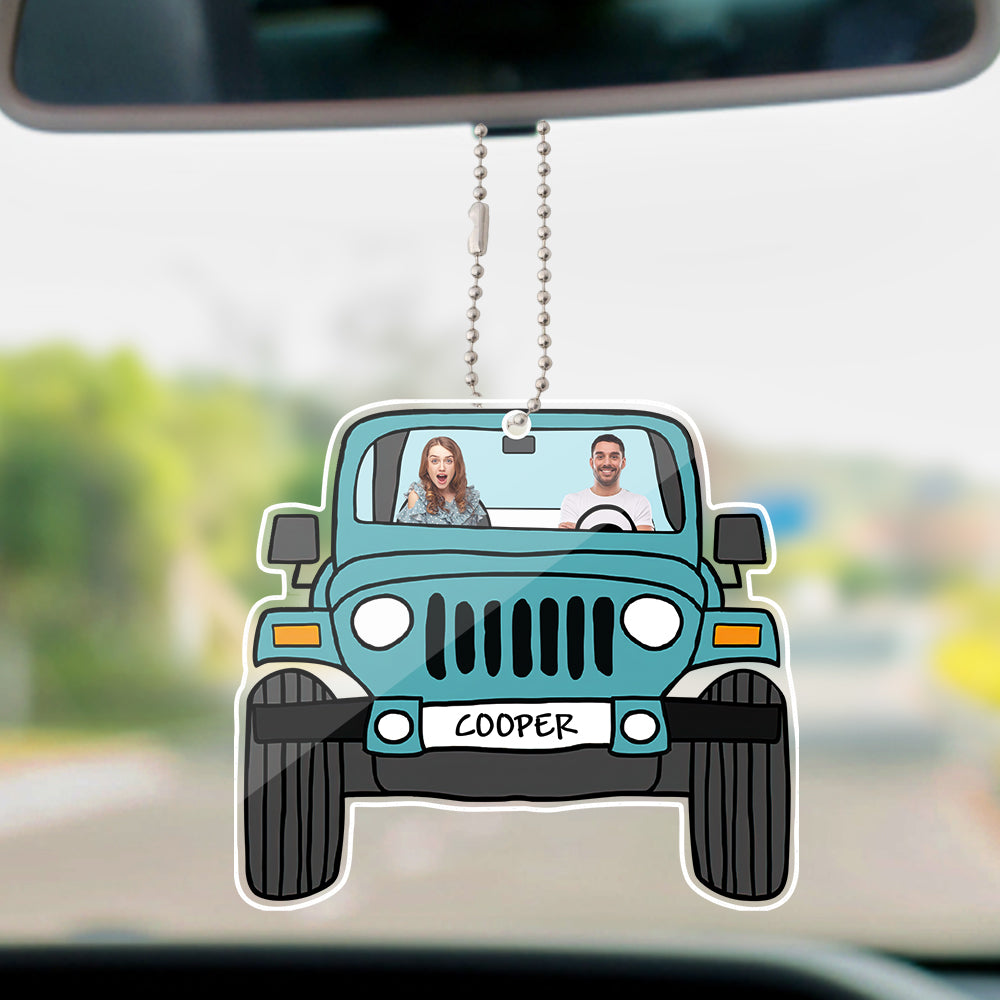 personalized off road car photos hanging ornament - acrylic decor with copper chain, lightweight and stylish interior decoration