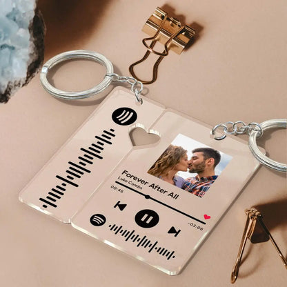 Custom Spotify Keychain With Picture Scannable Music Code For Couples Lover Boyfriend Gift