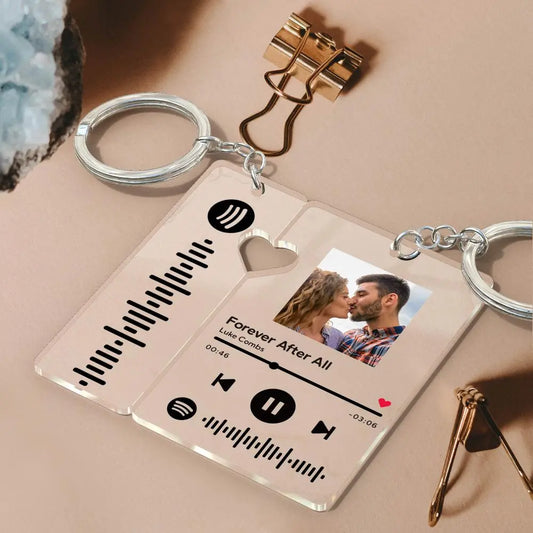 Custom Spotify Keychain With Picture Scannable Music Code For Couples Lover Boyfriend Gift