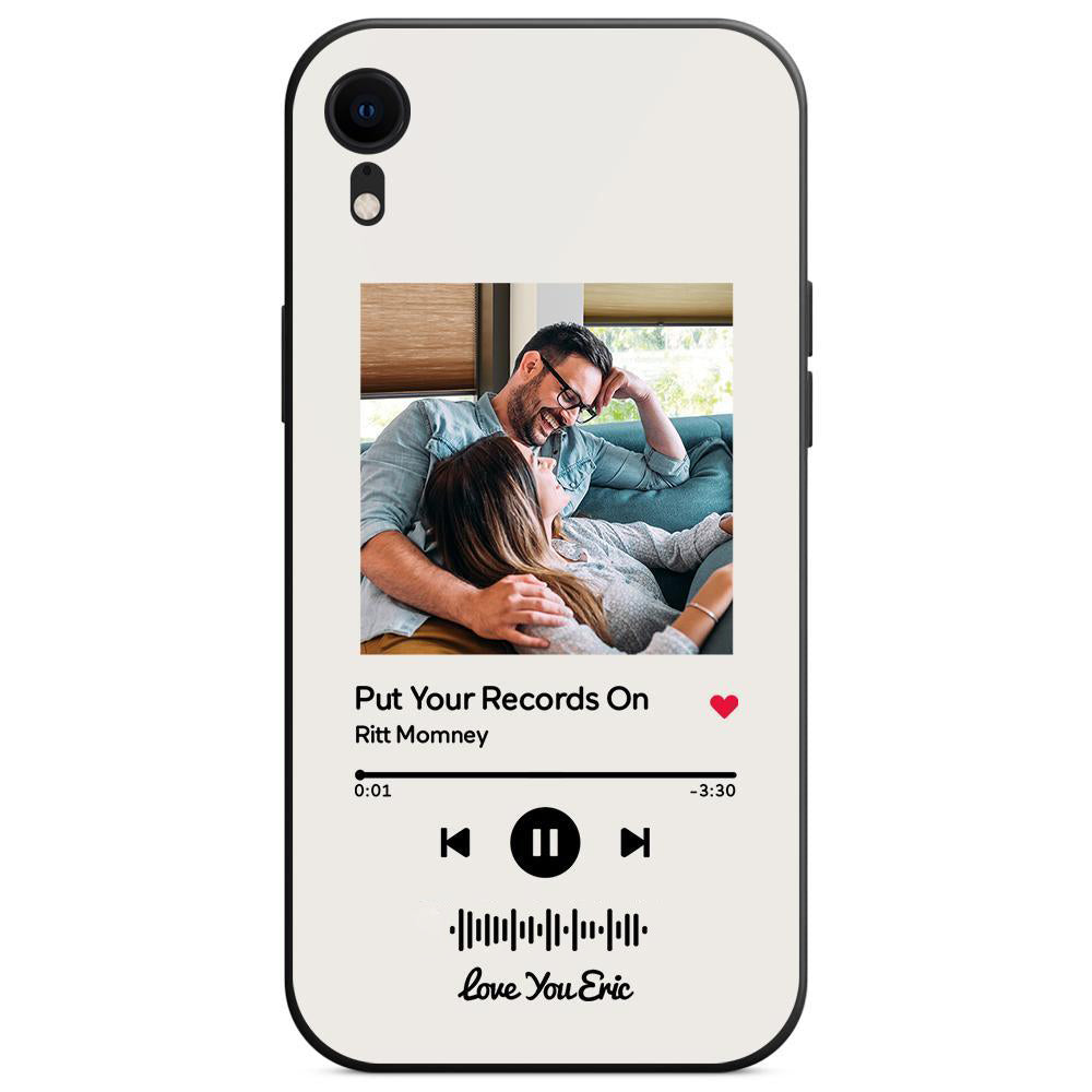 custom scannable music code glass iphone cases with picture for iphone series, slim lightweight design, anti-drop protection, easy clean, wireless charging compatible