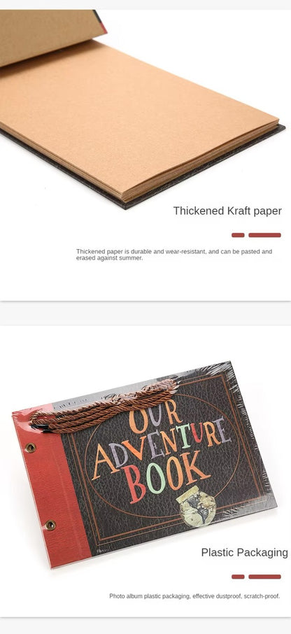 Our Adventure Book Photo Album Scrapbook – 40-Page DIY Handmade “Up”-Inspired Travel Memory Album for Anniversaries, Weddings, Birthdays & More