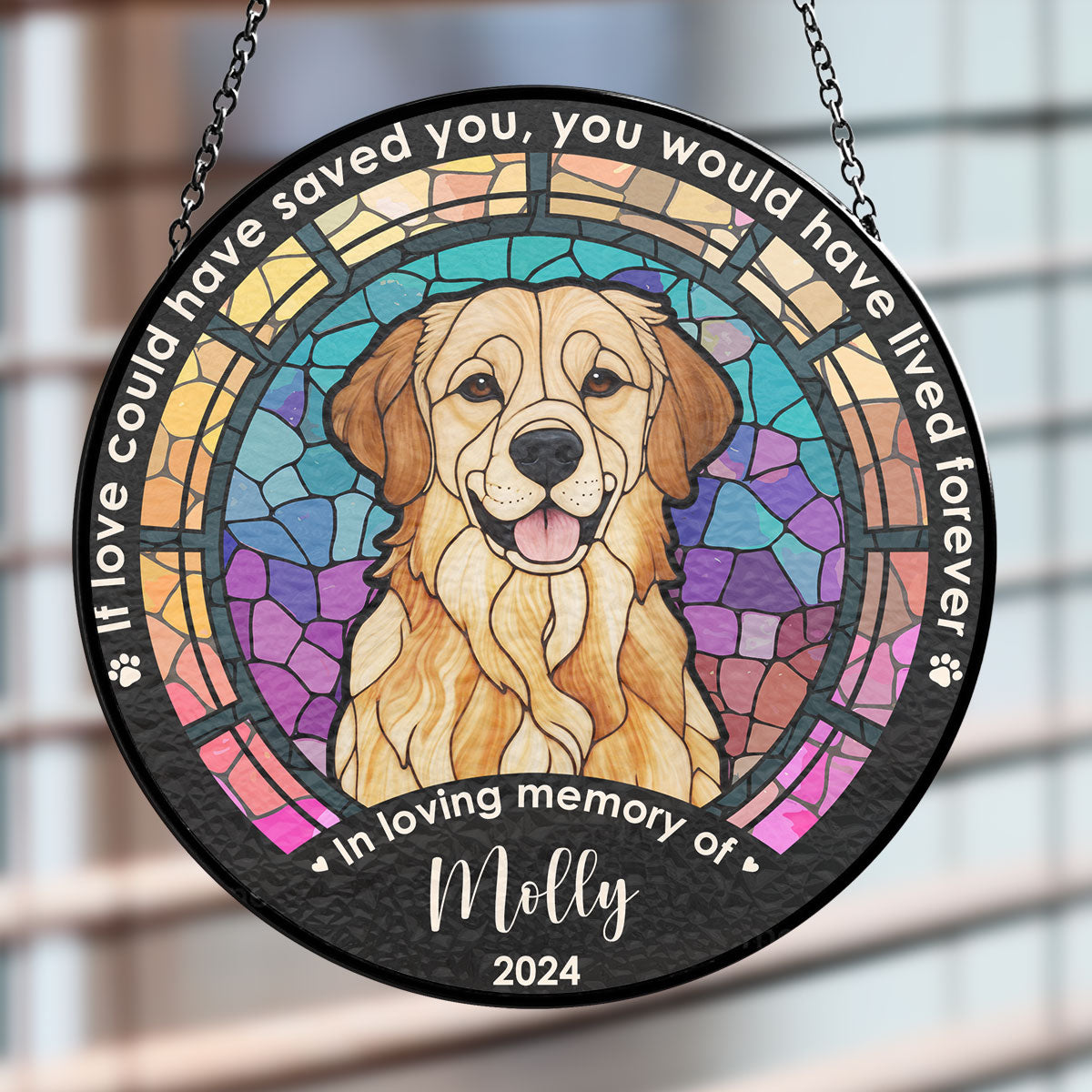 custom photo life is better with dog suncatcher - stained glass window hanging decoration for home, gift for dog lovers, 6.3in and 7.8in