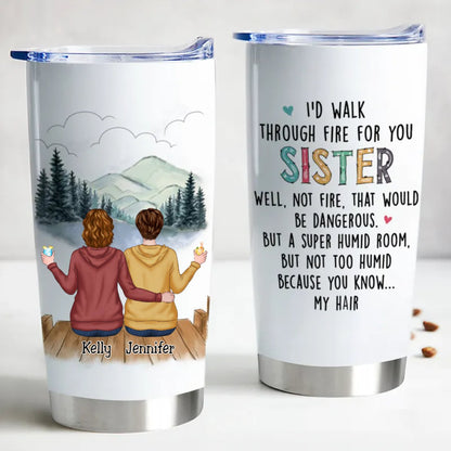 Sisters Forever 20oz Personalized Insulated Tumbler - Durable Stainless Steel, Leak Proof, Keeps Drinks Hot or Cold, Cup Holder Friendly, BPA Free