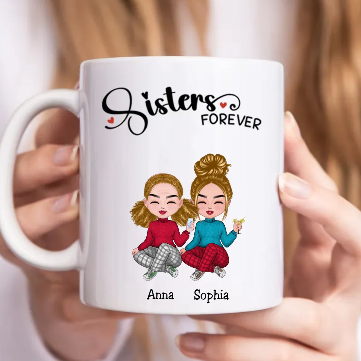sisters forever - personalized mug for friends and family, durable ceramic coffee cup, ideal gift for birthdays, anniversaries, and special occasions